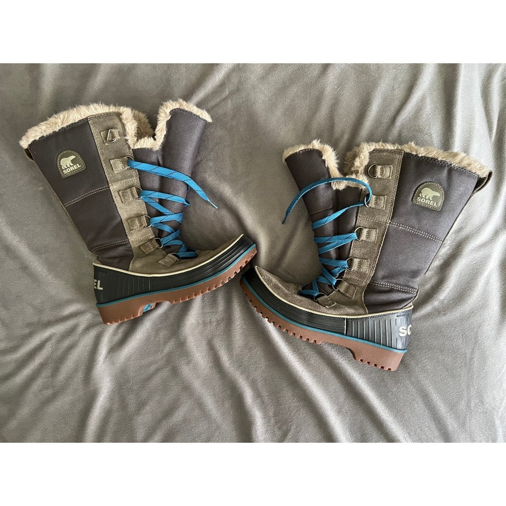 Sorel Tofino II Waterproof Winter Boots Grey Blue NL2094-213 Womens 7.5